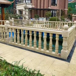 梅州黄金麻花岗岩石材栏杆，扶手，将军柱，花瓶柱