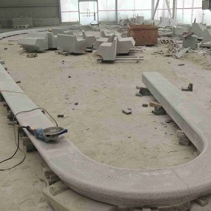 梅州 芝麻白花岗岩弧形花坛石，坐凳石