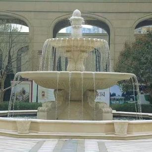 梅州 黄金麻花岗岩异型加工——户外庭院石雕流水喷泉