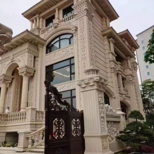 梅州 黄金麻花岗岩别墅外墙干挂效果展示