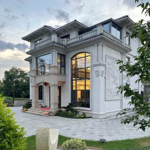 梅州 白麻花岗岩私人别墅干挂石材豪华定制