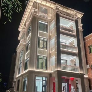 梅州 芝麻白花岗岩别墅外墙夜间效果