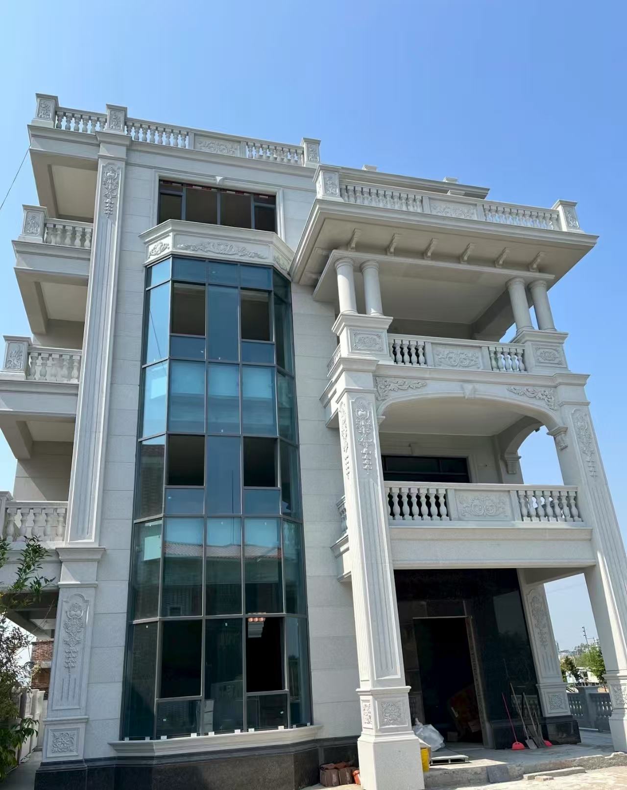 梅州 白麻花岗岩别墅外墙干挂效果展示