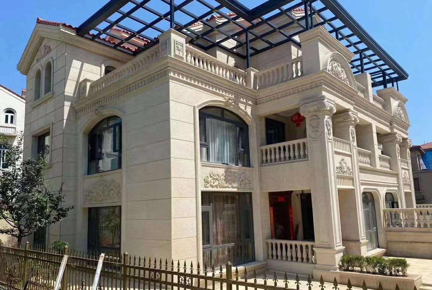 梅州 黄金麻花岗岩荔枝面别墅外墙干挂